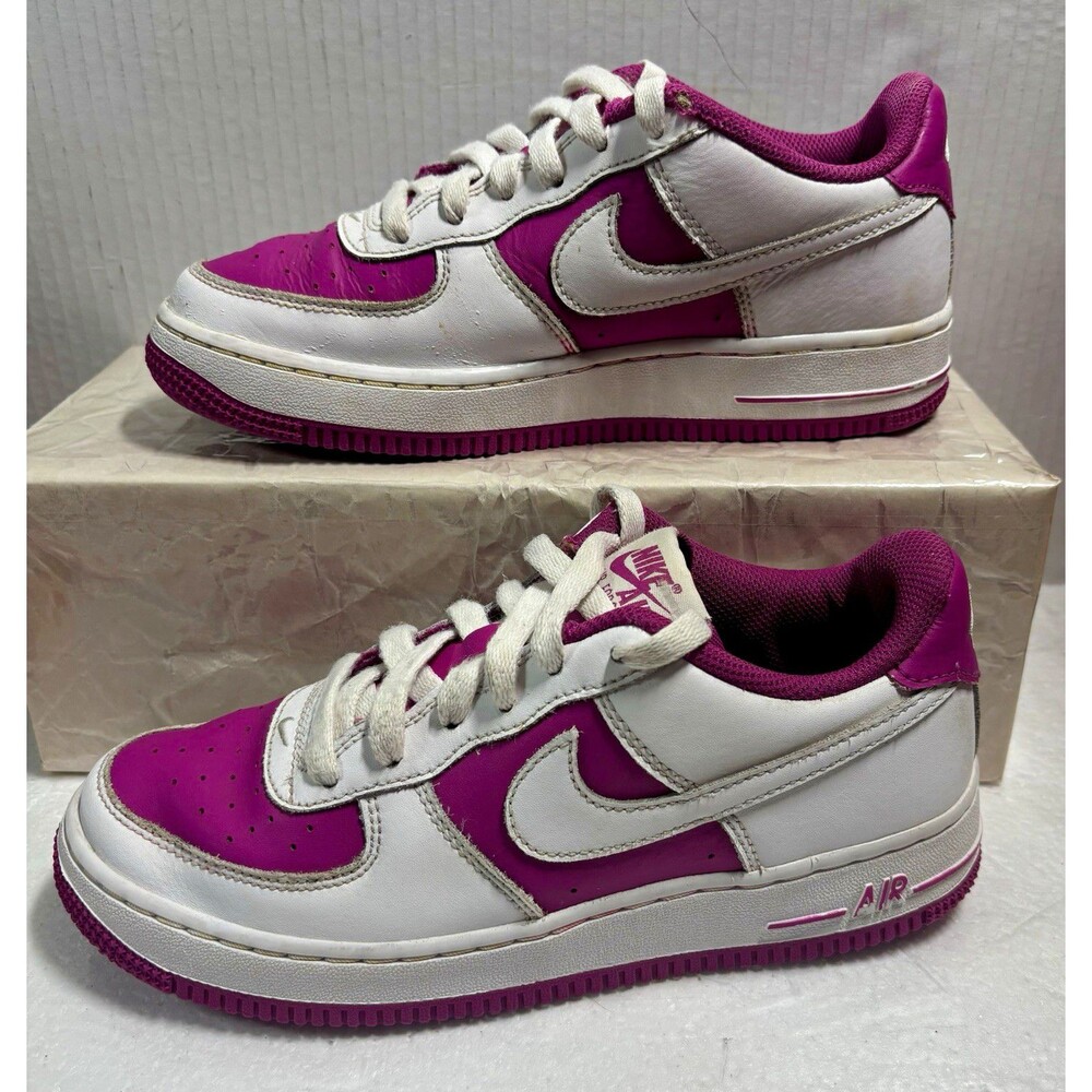 Nike Air Force 1 Low Top Leather Sneakers Casual White/Pink Kids 5Y